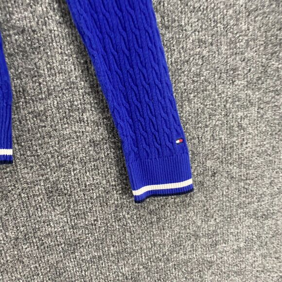 Tommy Hilfiger Sweater Womens M Blue V-Neck Pullover Preppy Academia Classic - Picture 3 of 7